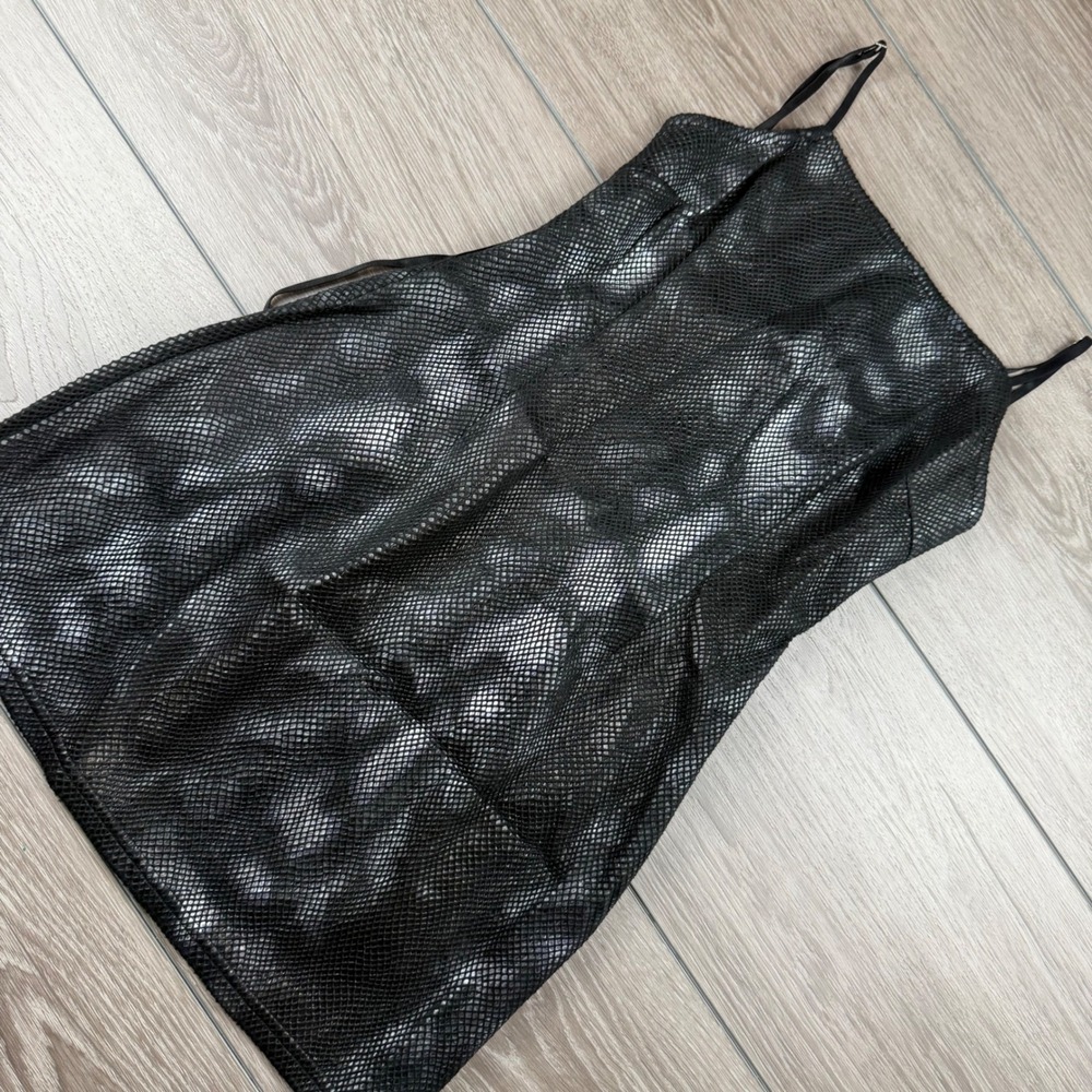 Urban Outfitters Womens Mini Dress Snakeskin Print Mesh Overlay Black XS